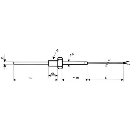 Sonde de température sur mesure GTF102 – Tube V4A – Capteurs Pt100 / NiCr-Ni / Pt1000