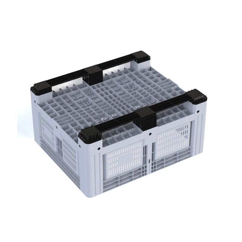 Caisse-palette rigide ouverte de 2 semelles et faible hauteur