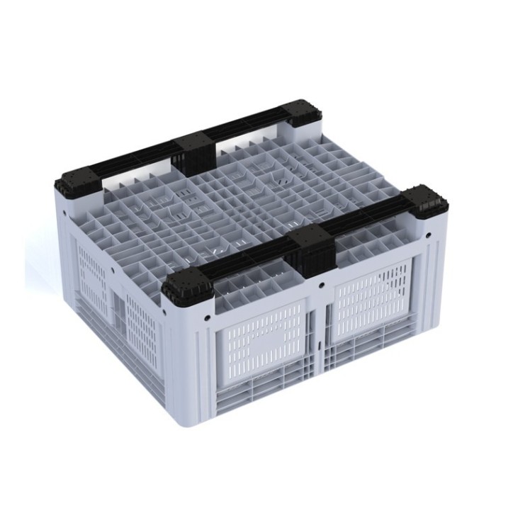 Caisse-palette rigide ouverte de 2 semelles et faible hauteur