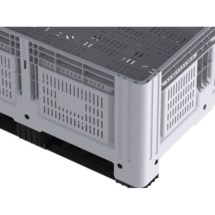 Caisse-palette rigide ouverte de 2 semelles et faible hauteur