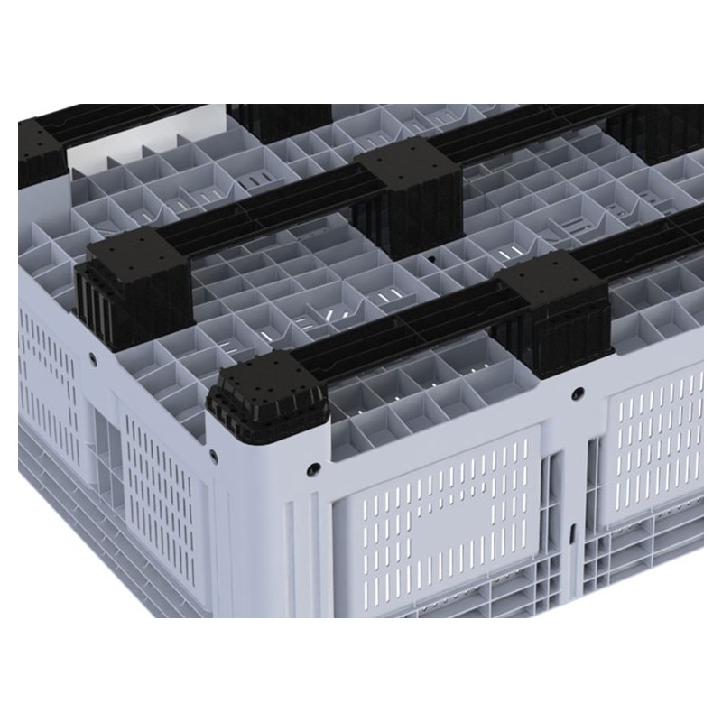 Caisse-palette rigide ouverte de 3 semelles et faible hauteur